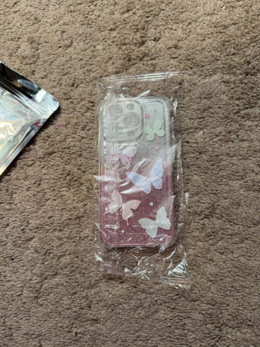 Clear Glitter Butterfly Phone Case for iPhone